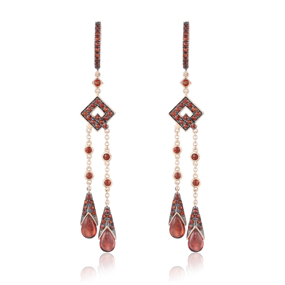 Garnet gold earring  - 582 #2