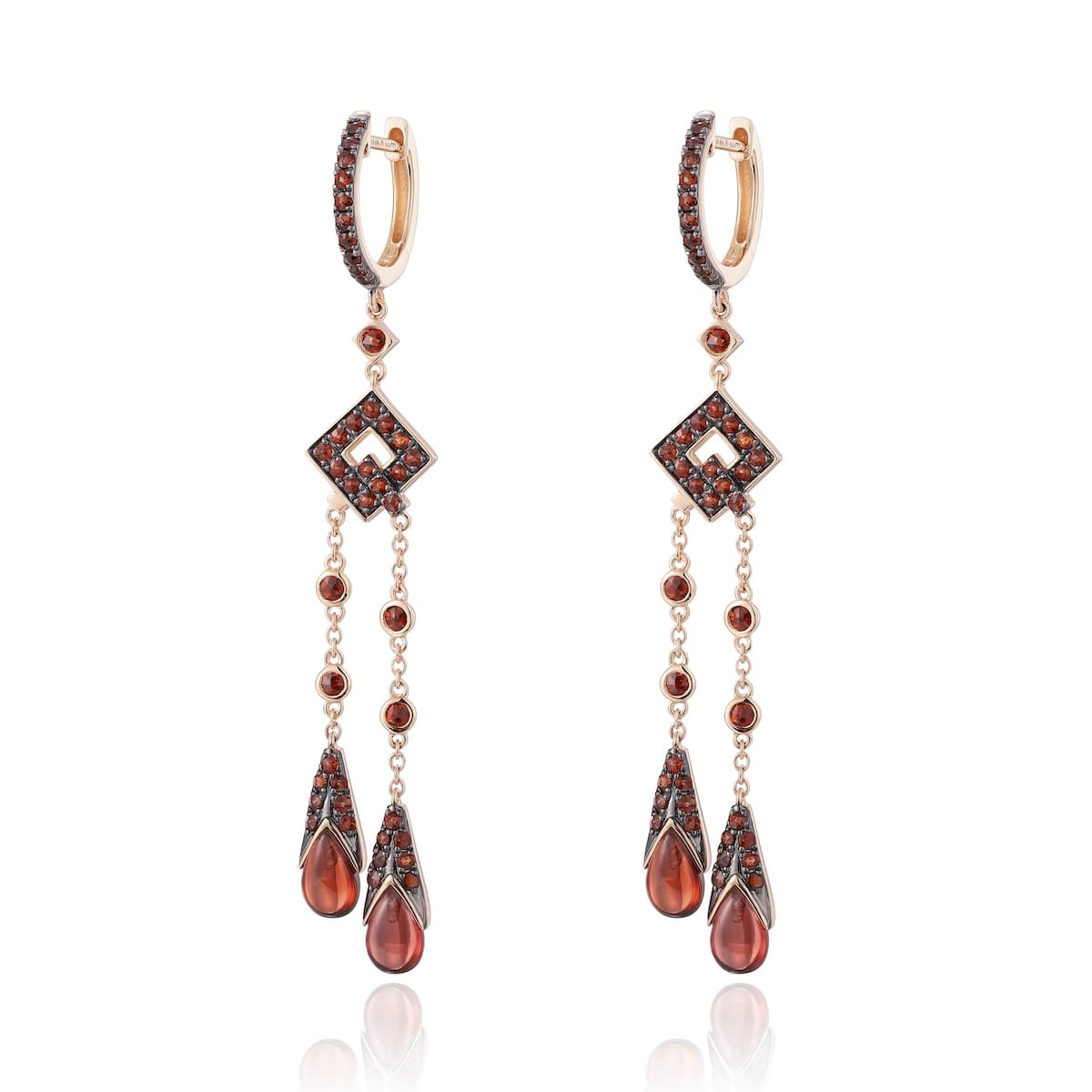 Garnet gold earring  - 582 #3