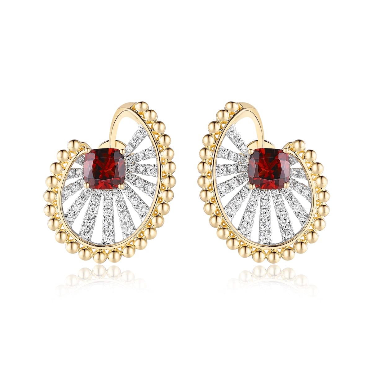 Garnet diamond earring - 954