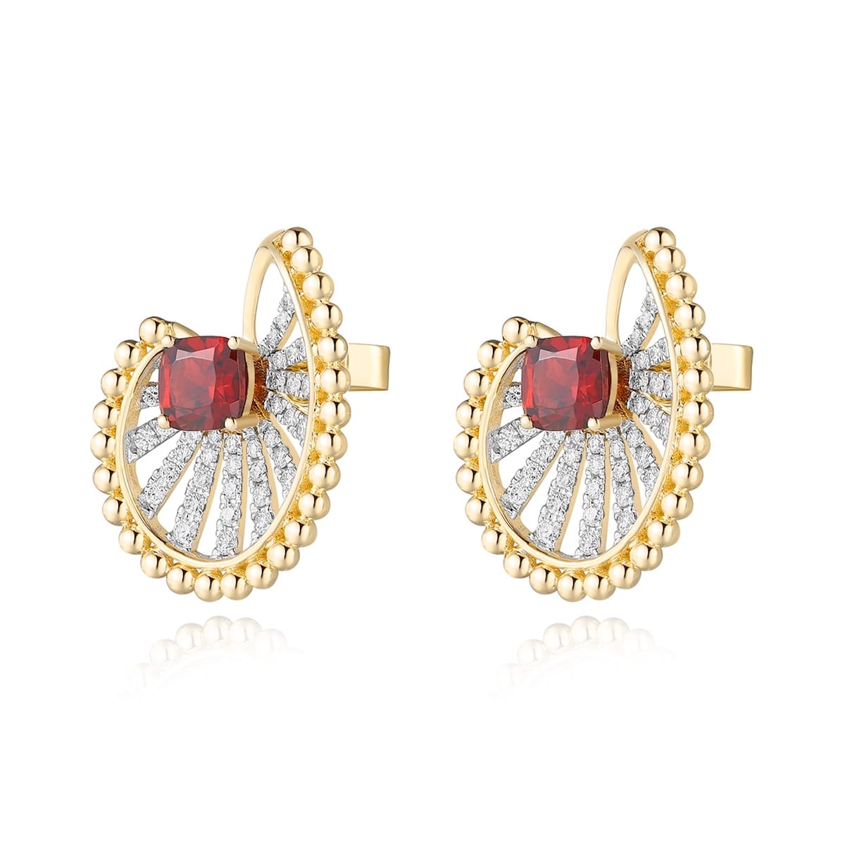 Garnet diamond earring - 954 #3