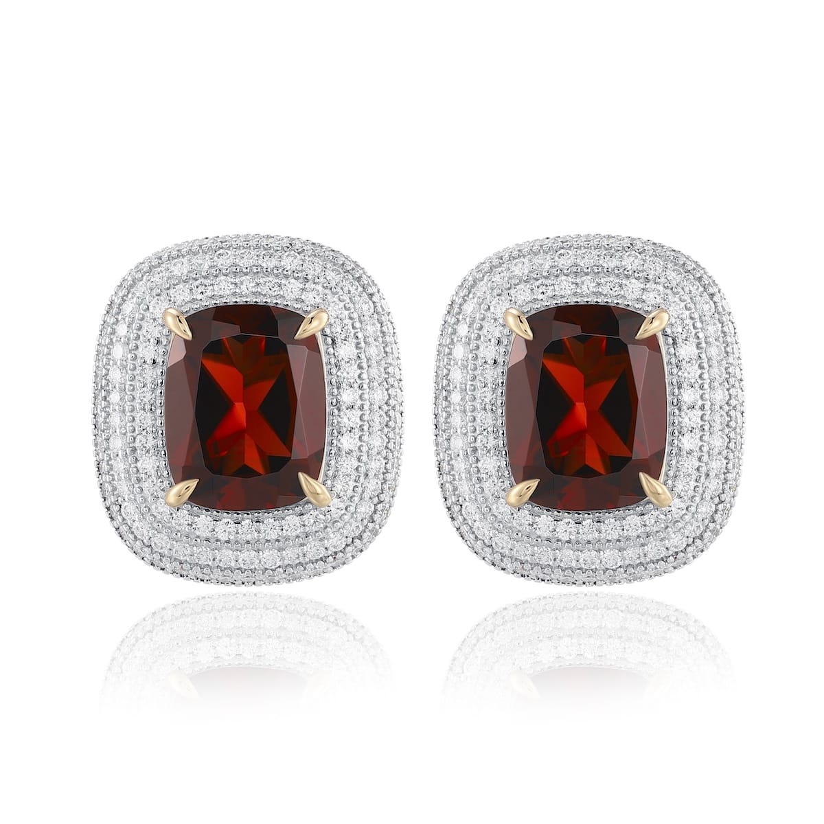 Garnet diamond earring with diamonds - 544 #2