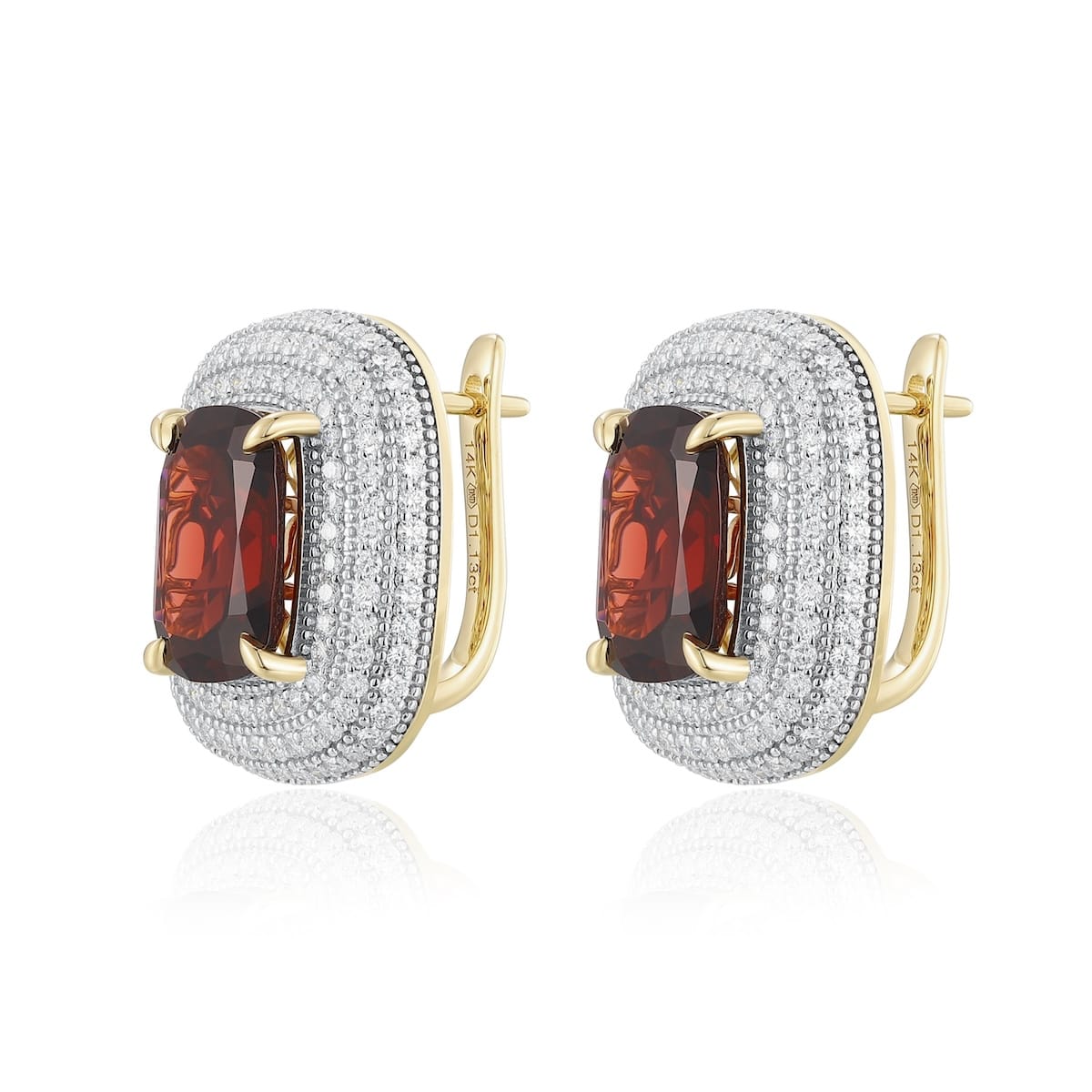 Garnet diamond earring with diamonds - 544 #3