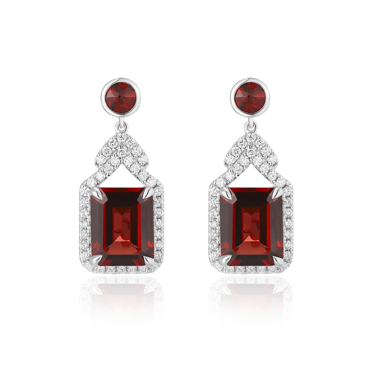 Garnet diamond earring with diamonds - 547 #2