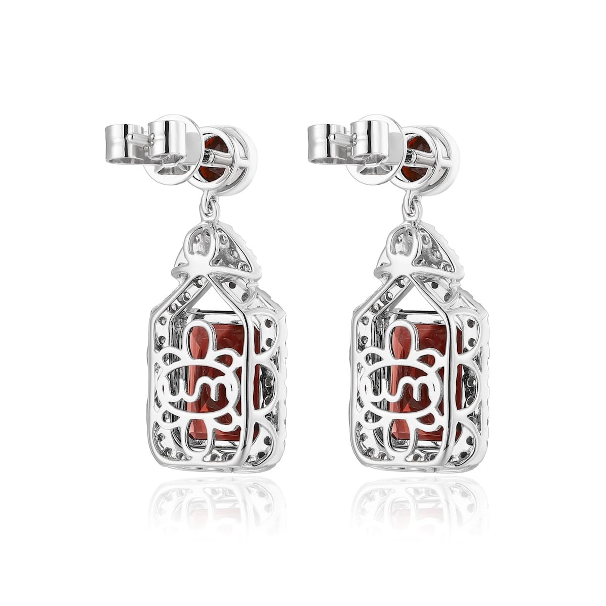 Garnet diamond earring with diamonds - 547 #4