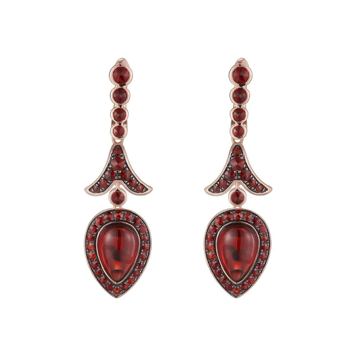 Garnet gold earring  - 580 #2