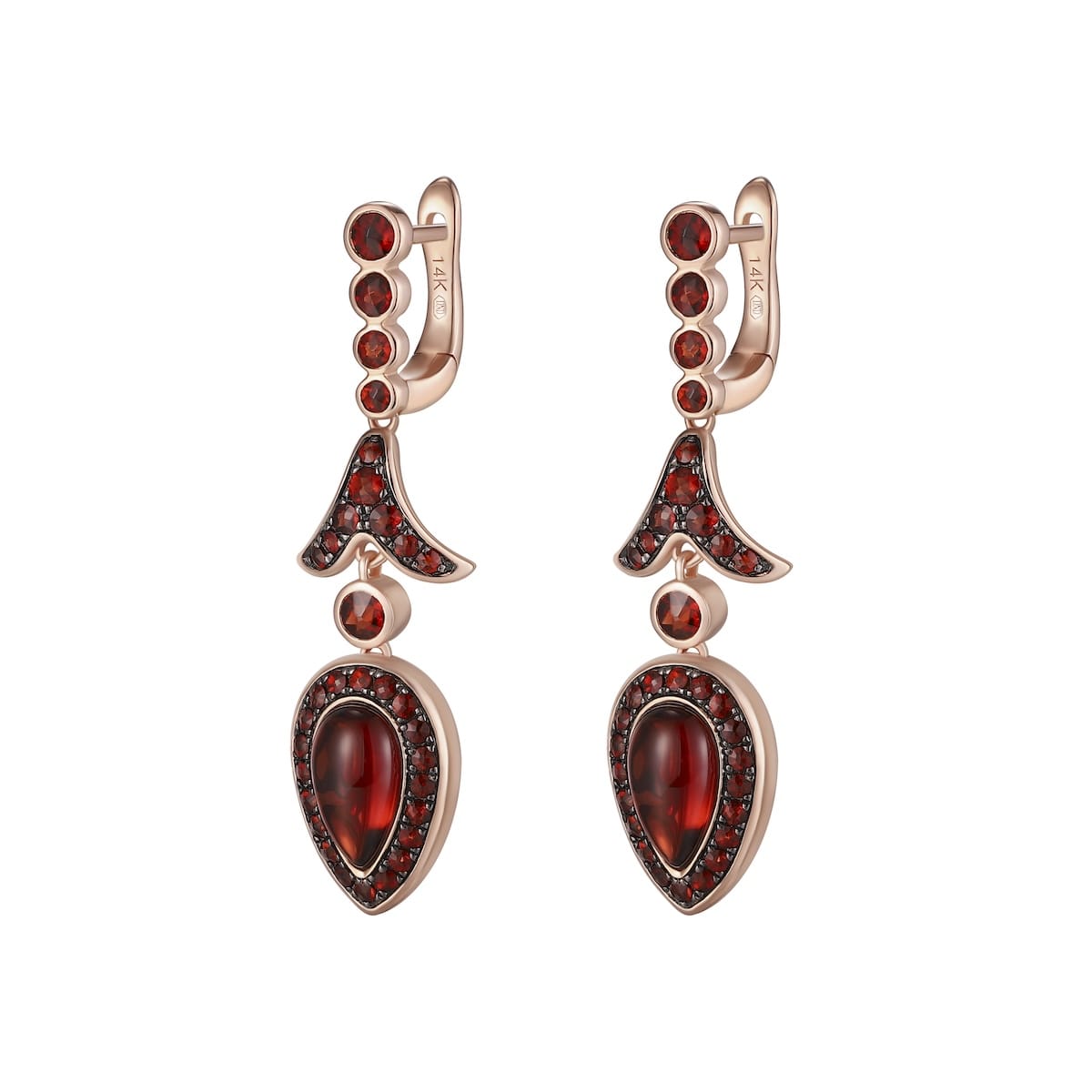 Garnet gold earring  - 580 #3