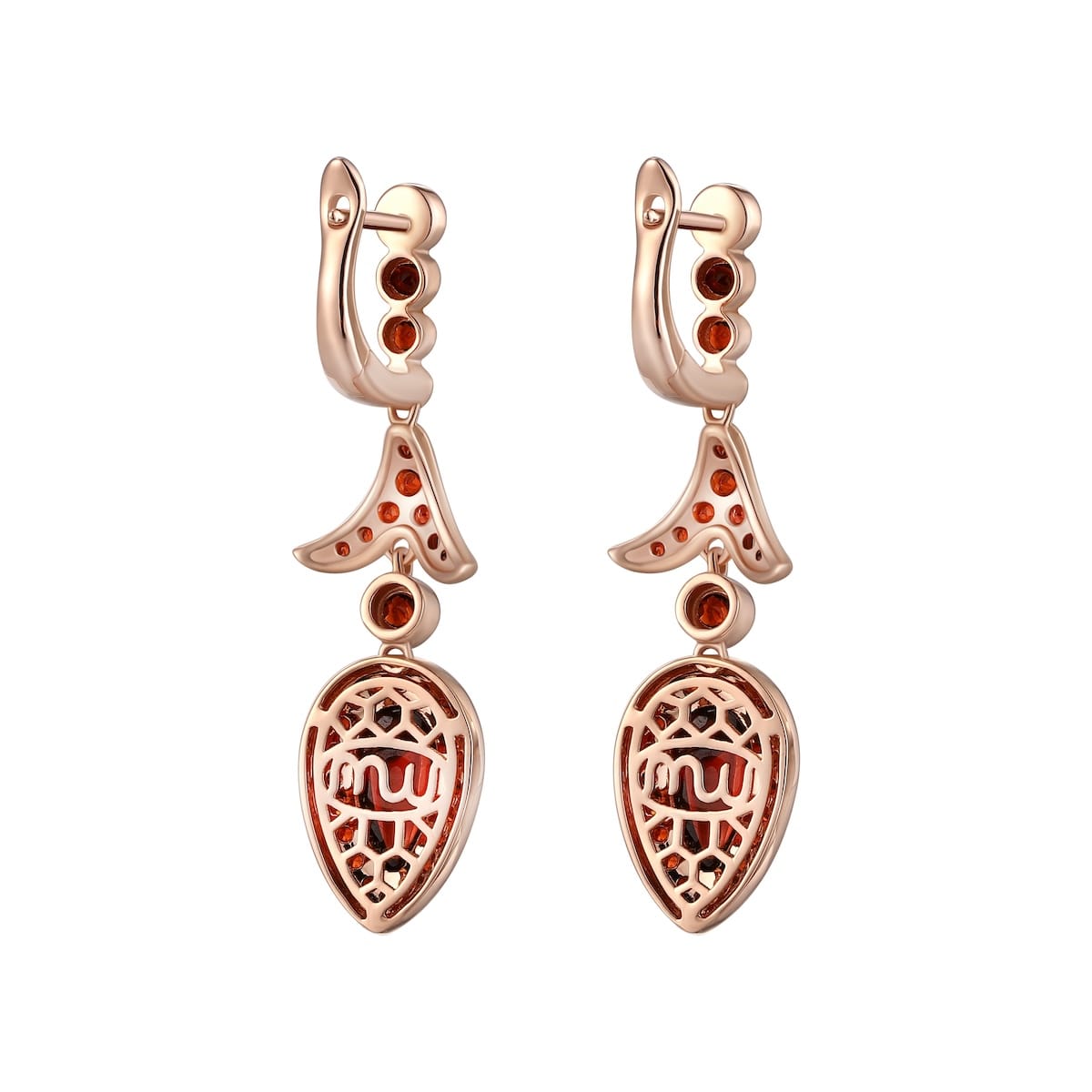 Garnet gold earring  - 580 #4