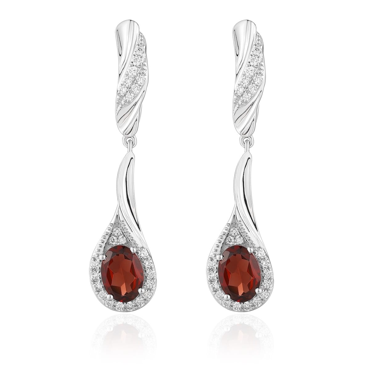 Garnet diamond earring with diamonds - 549 #2