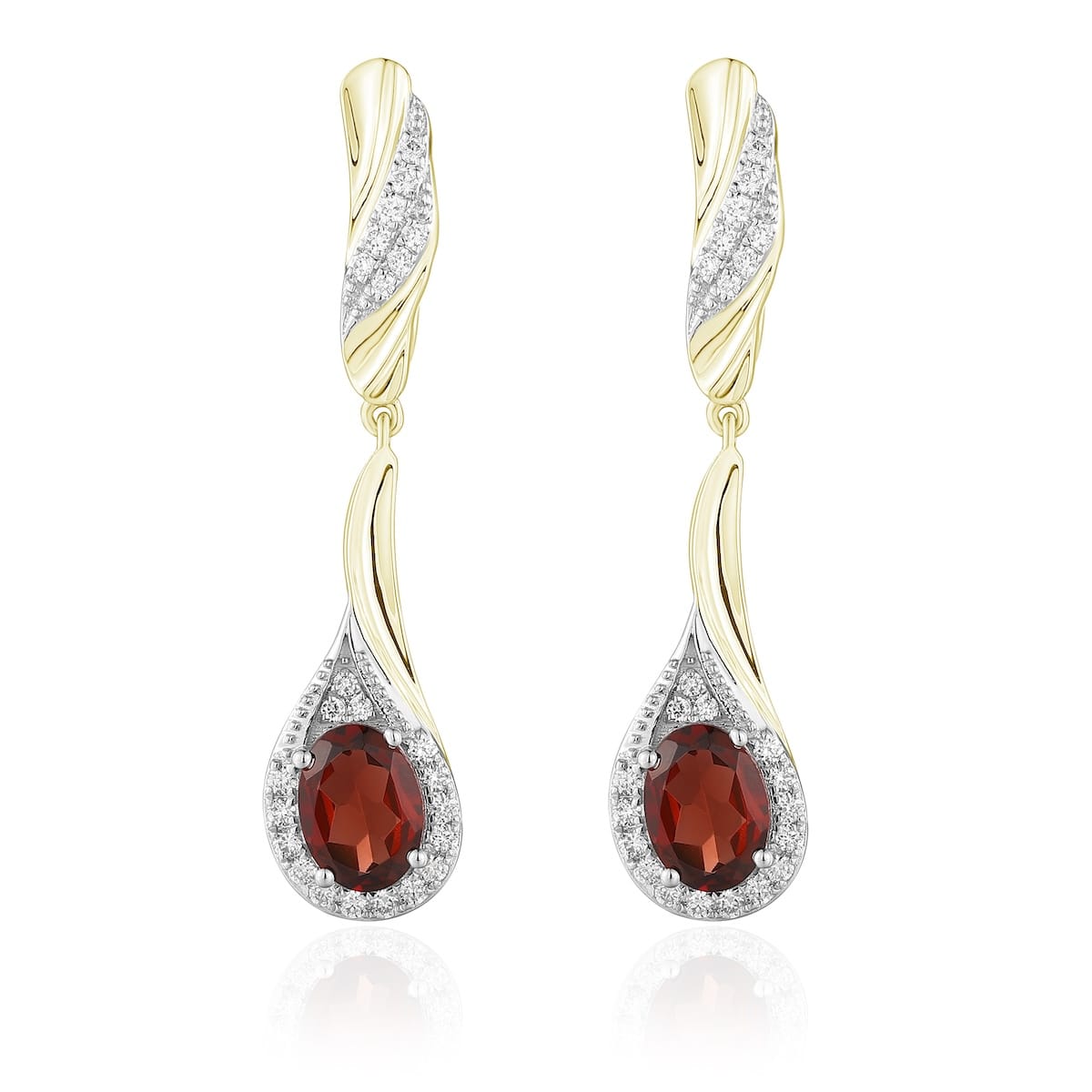 Garnet diamond earring with diamonds - 548 #2