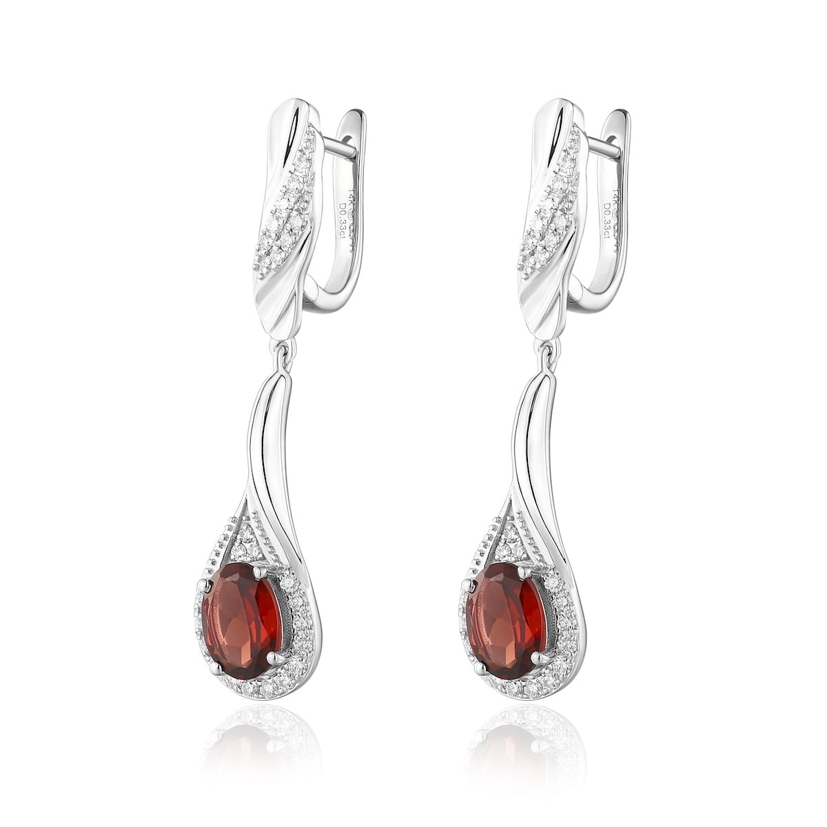 Garnet diamond earring with diamonds - 549 #3