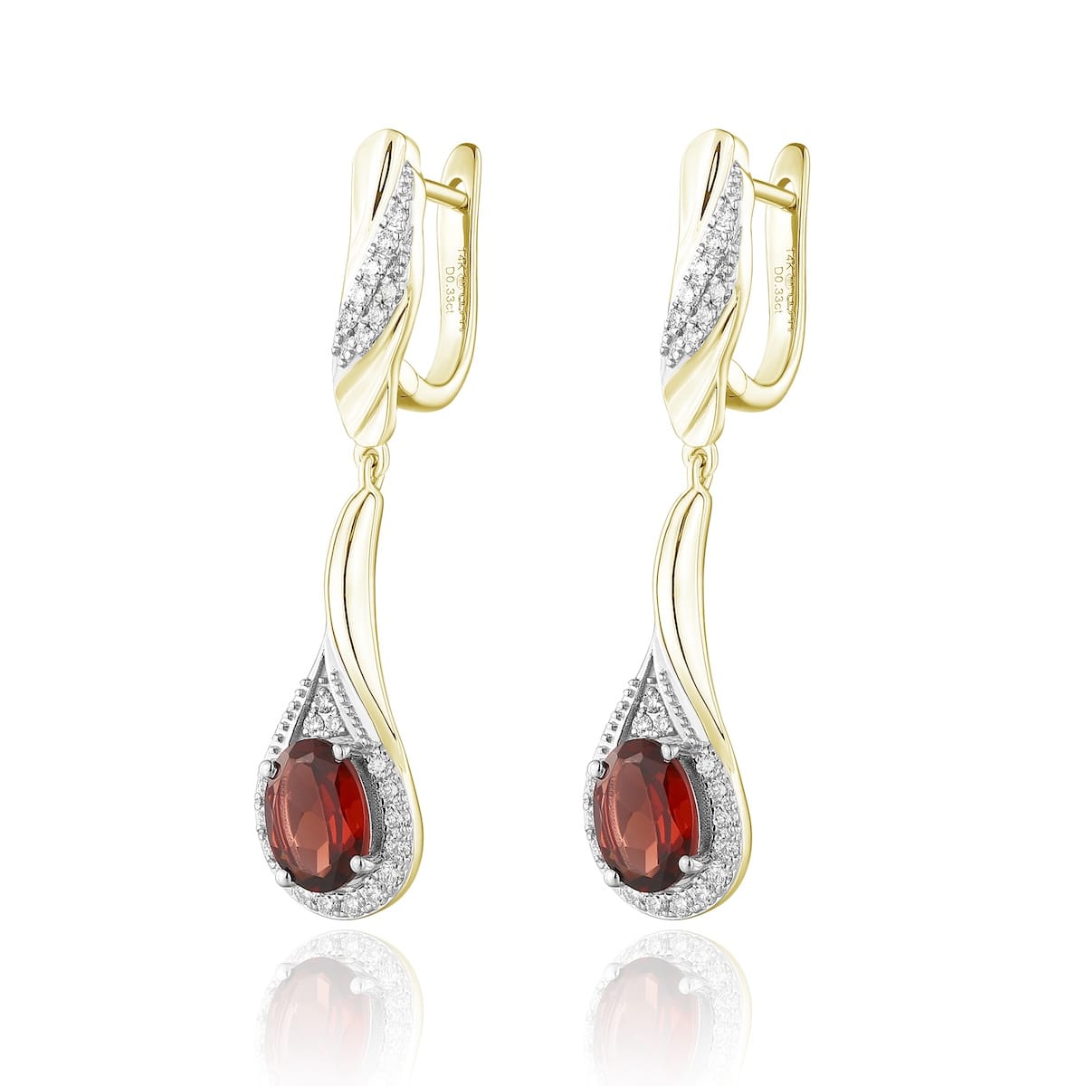 Garnet diamond earring with diamonds - 548 #3