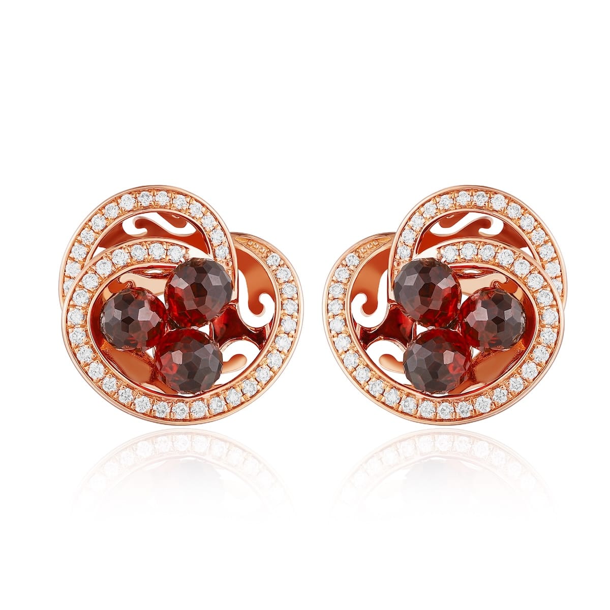 Šperky s granáty diamant náušnice - 972 #2