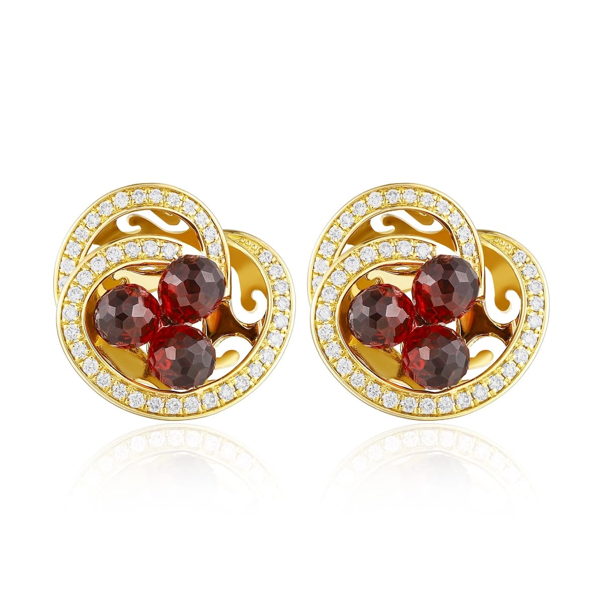 Šperky s granáty diamant náušnice - 971 #2