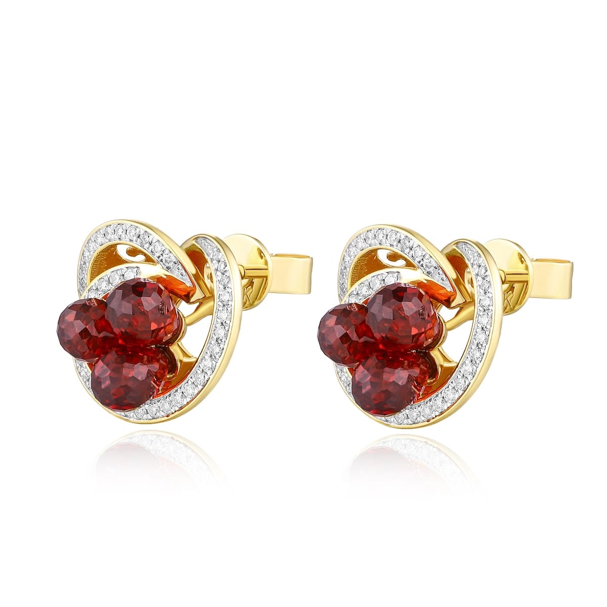 Šperky s granáty diamant náušnice - 971 #3
