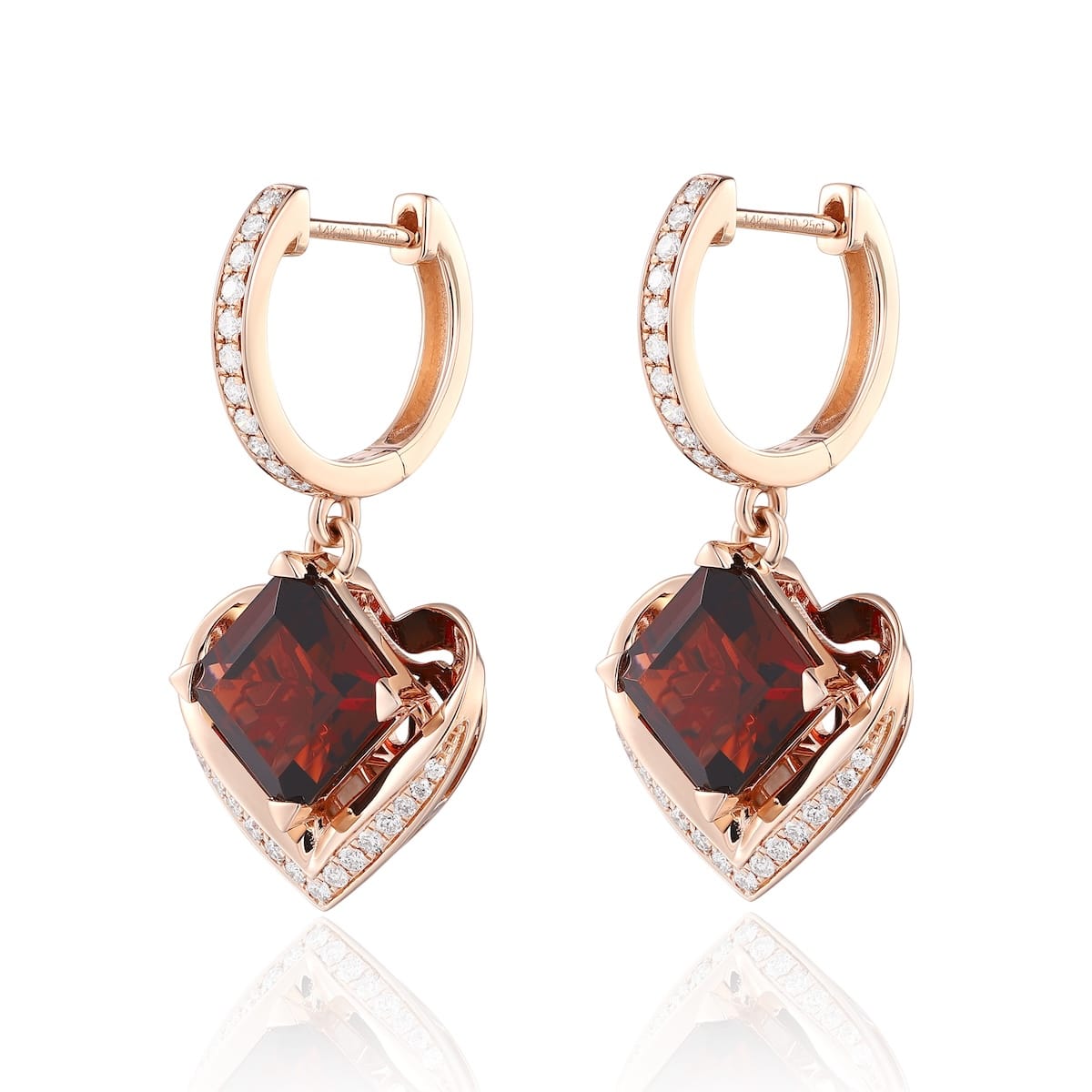 Garnet diamond earring with diamonds - 550 #2