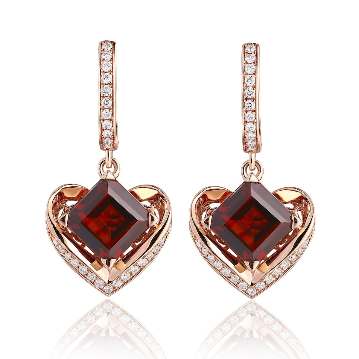 Garnet diamond earring with diamonds - 550 #3