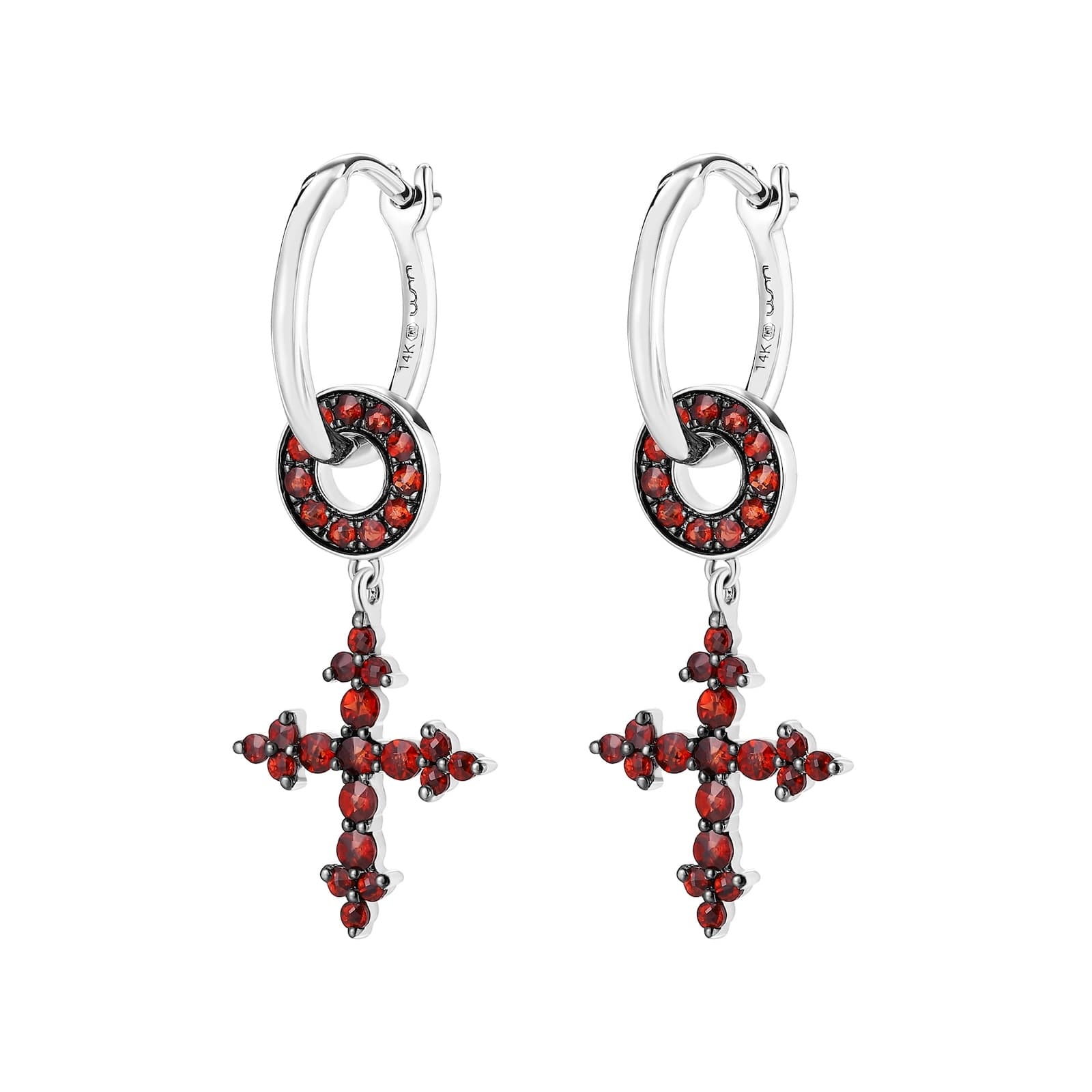 Garnet silver earring - 1010
