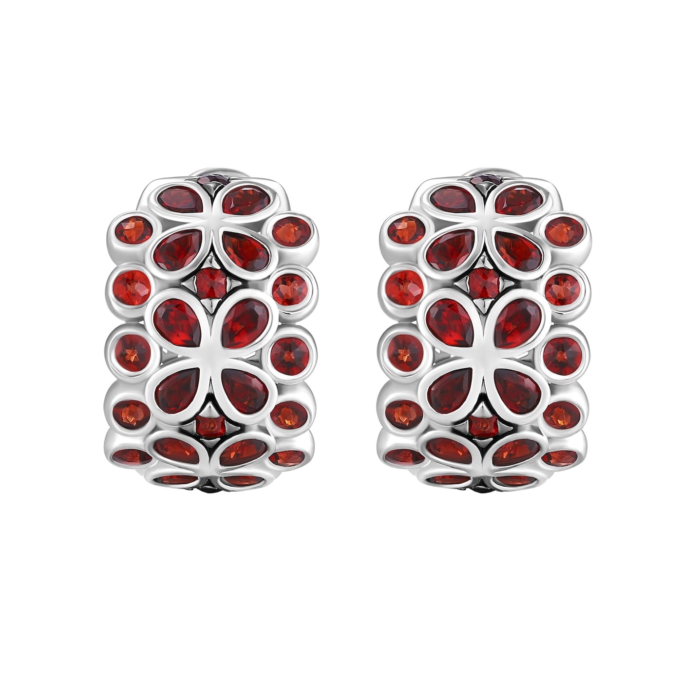 Garnet silver earring  - 589 #2