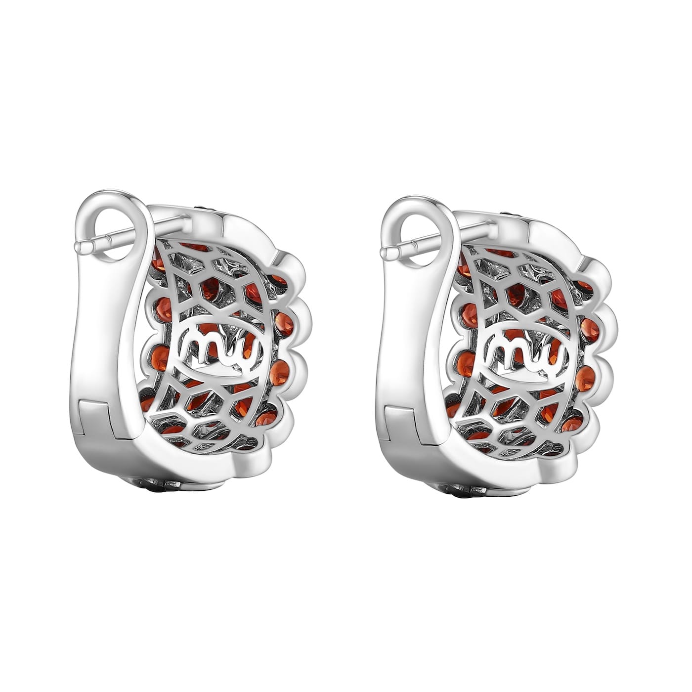 Garnet silver earring  - 589 #4