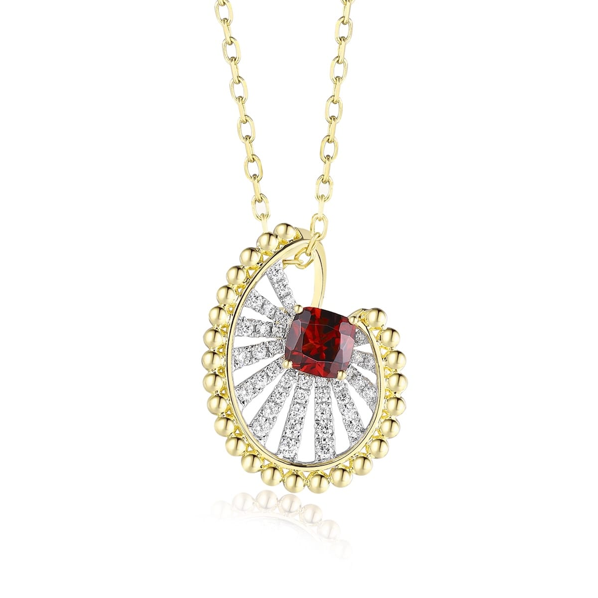 Garnet diamond pendant - 974 #2