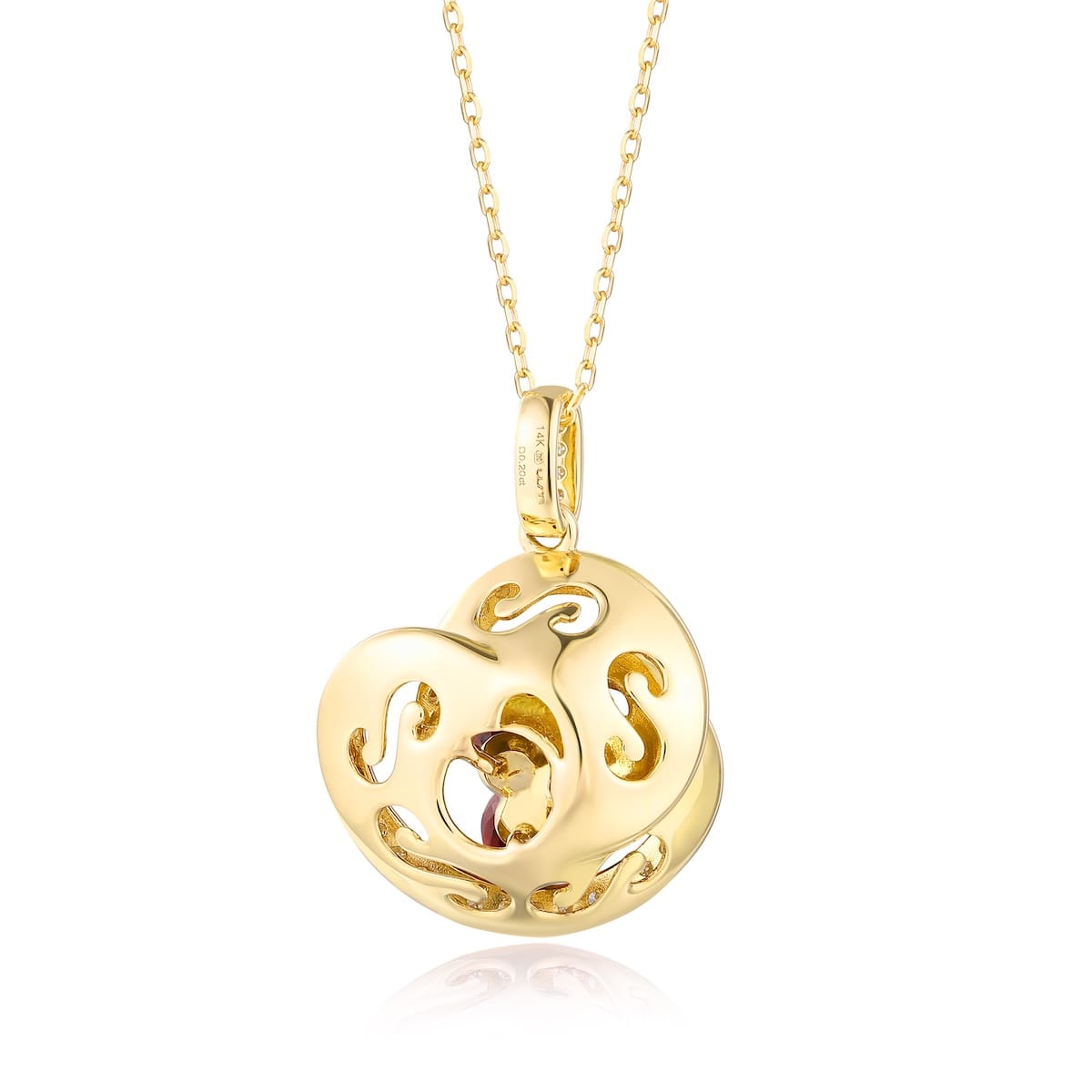 Garnet diamond pendant - 980 #3