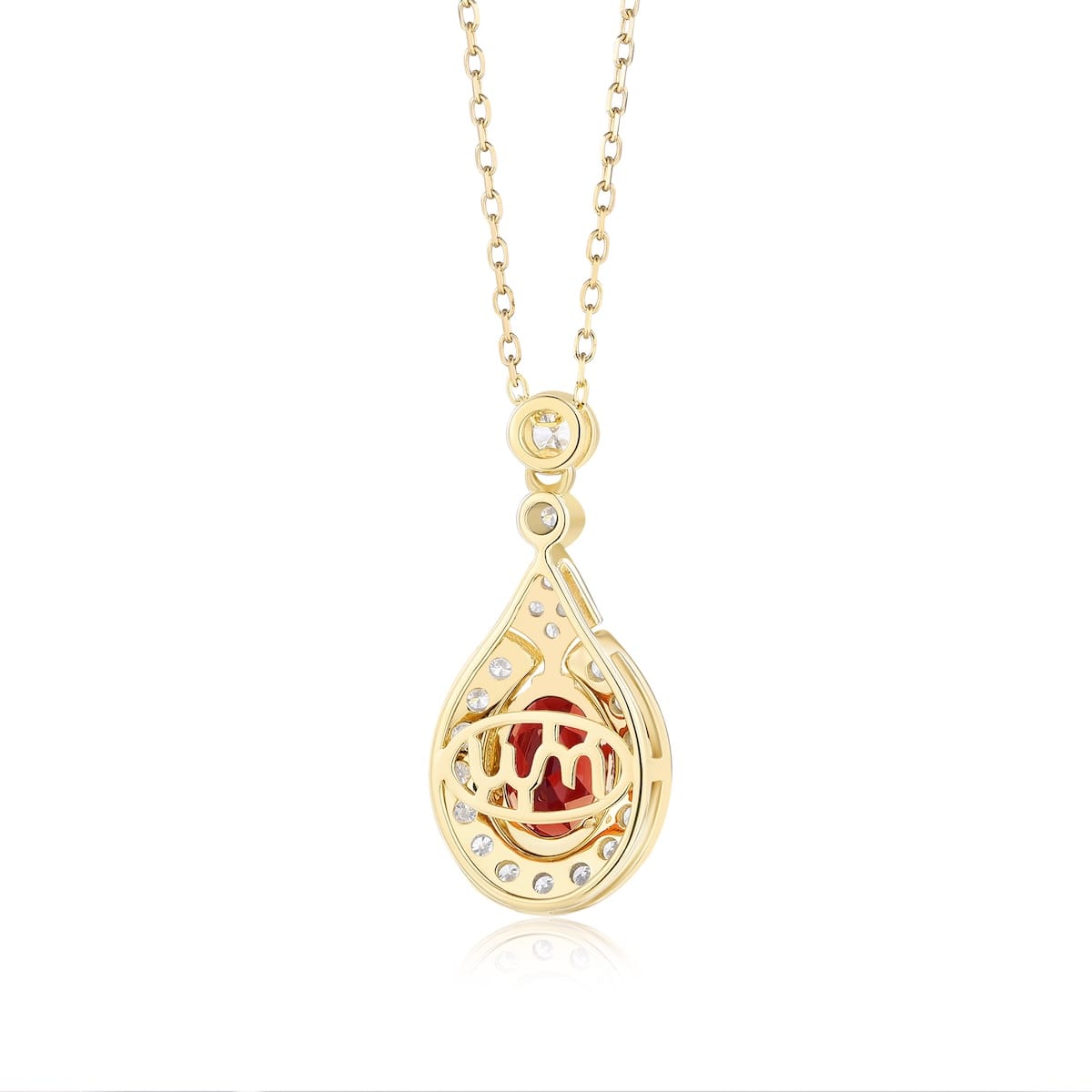 Garnet diamond pendant - 984 #3