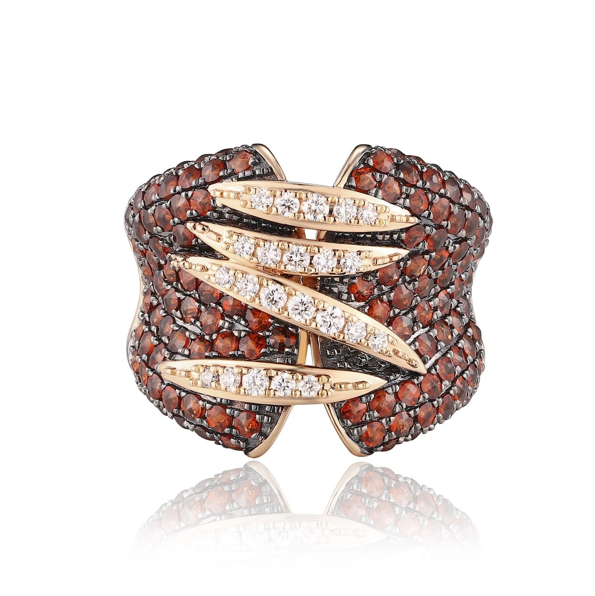 Garnet diamond ring with diamonds - 570