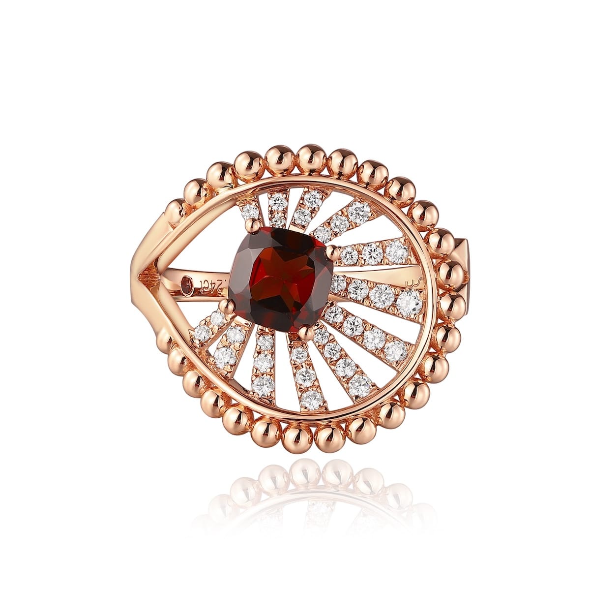 Garnet diamond ring with diamonds - 565 #2