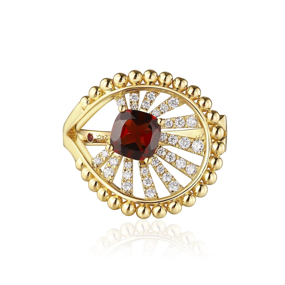 Garnet diamond ring - 777