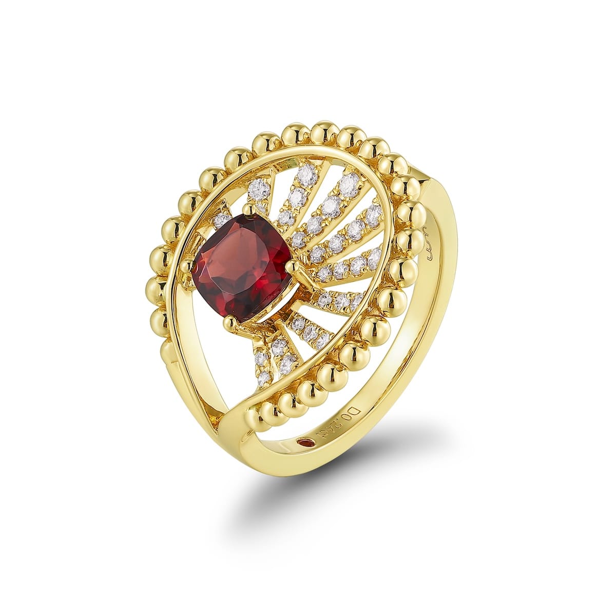 Garnet diamond ring - 777 #3