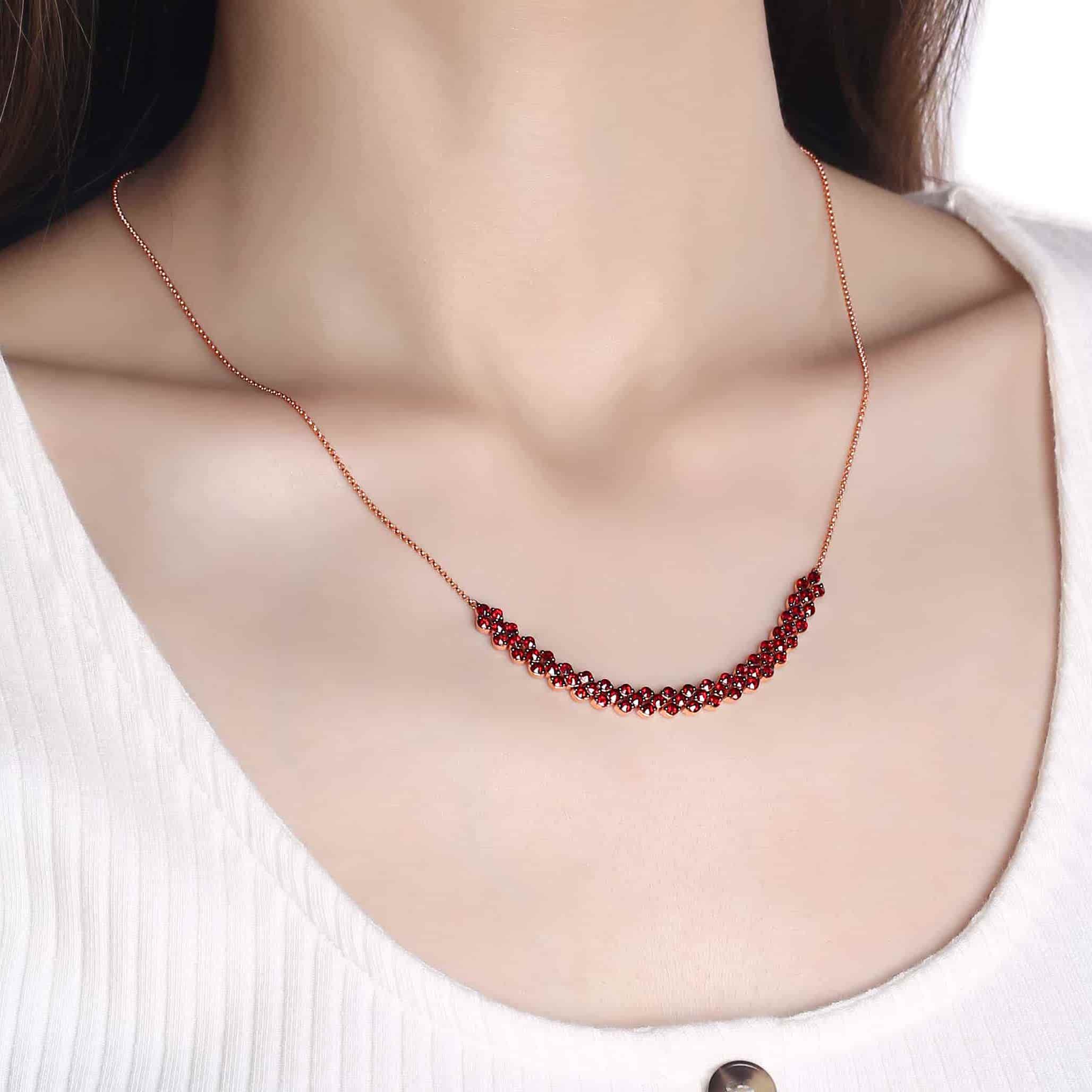 Garnet gold necklace - 995 #4
