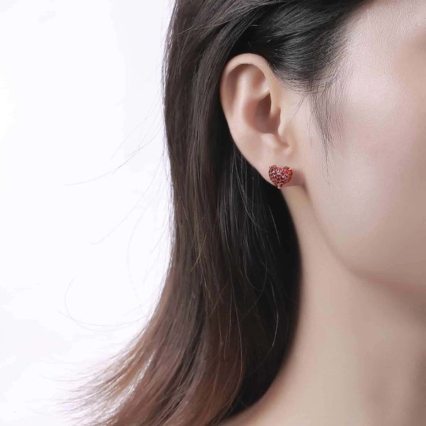 Garnet gold earring - 174 #3