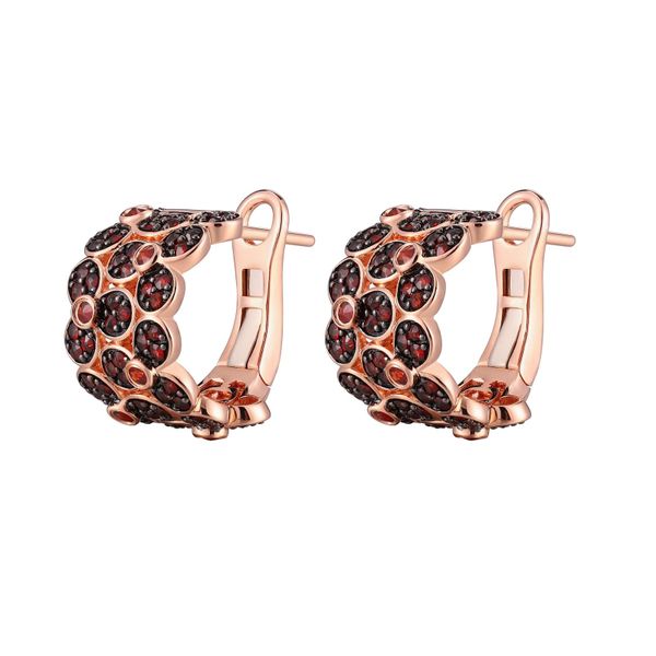 Garnet gold earring - 343 #2