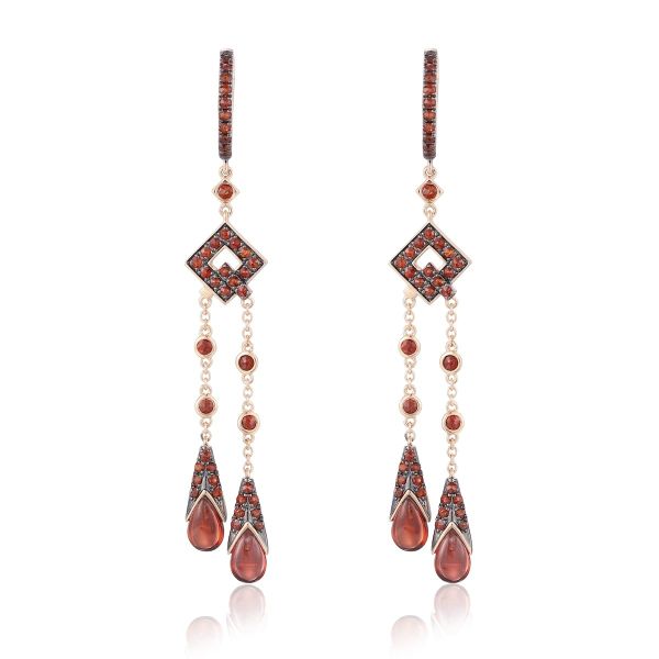 Garnet gold earring - 582 #2