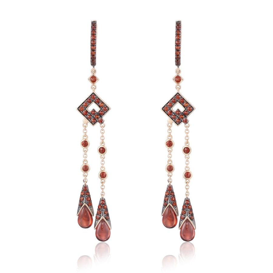 Garnet gold earring - 582