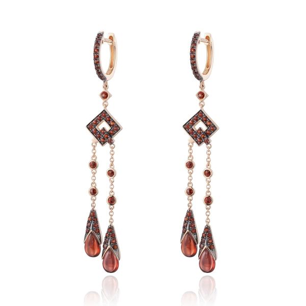 Garnet gold earring - 582 #3