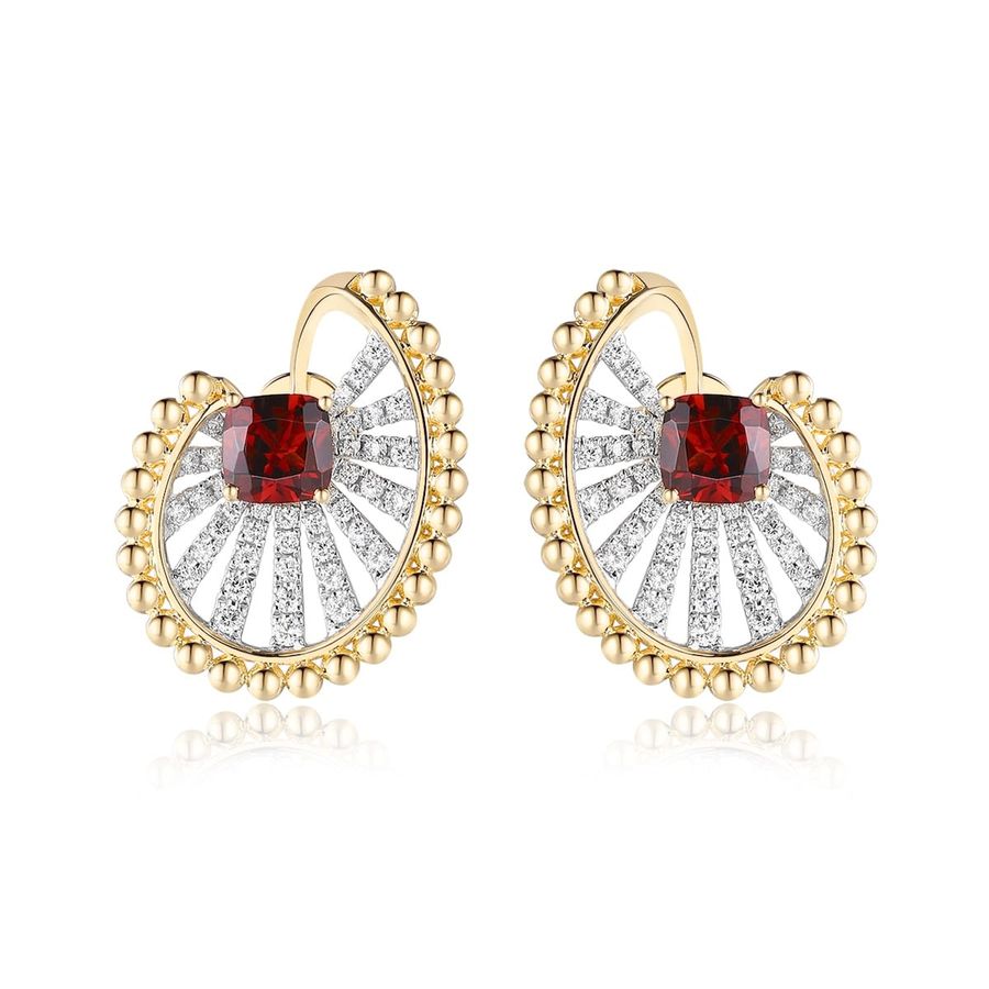 Šperky s granáty diamant náušnice - 954