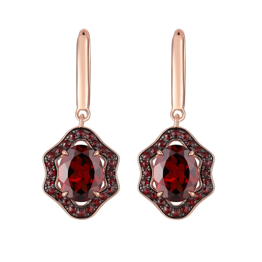 Garnet gold earring - 348