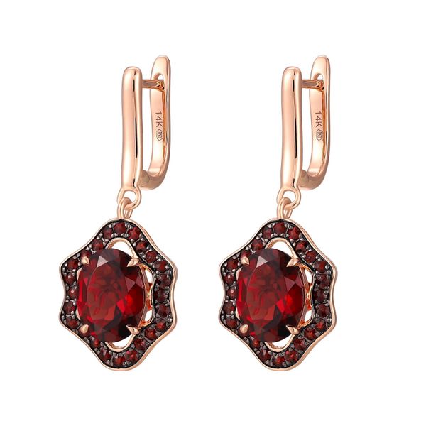 Garnet gold earring - 348 #4