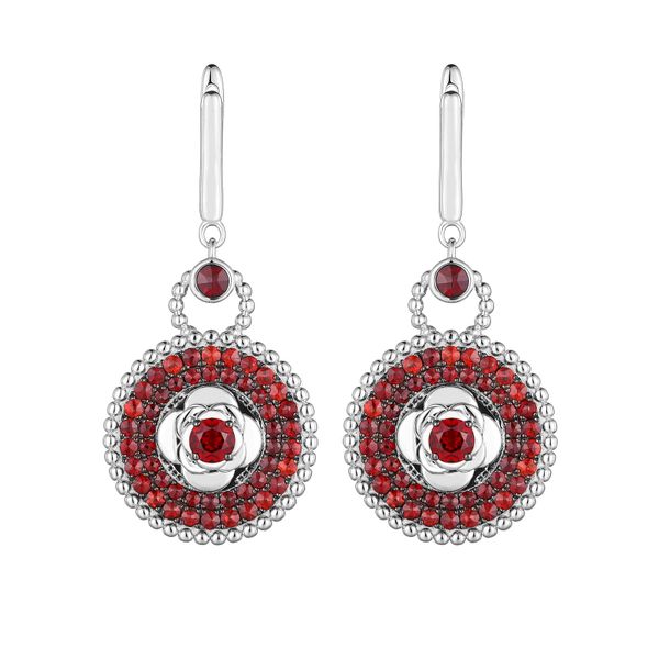 Garnet silver earring - 428 #2