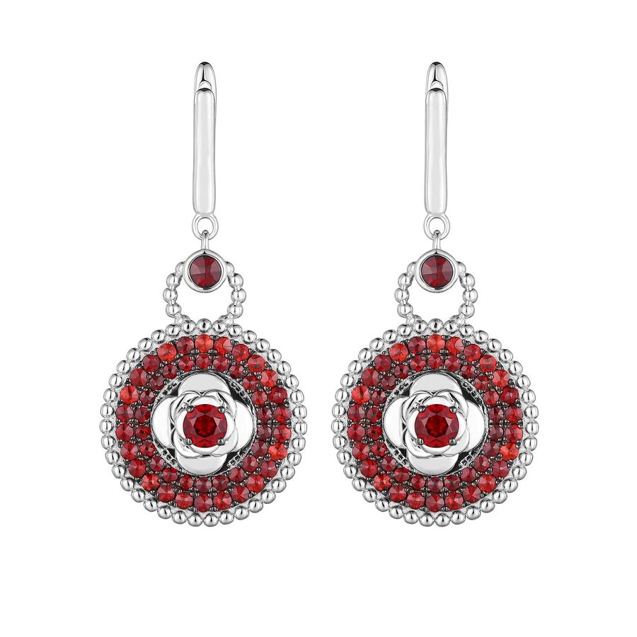 Garnet silver earring - 428