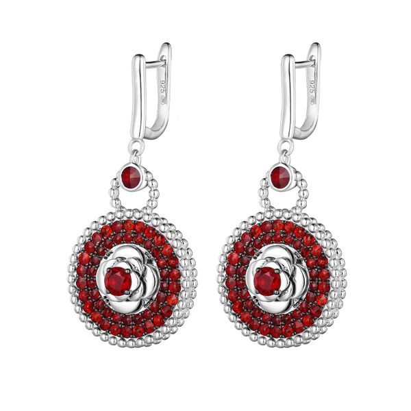 Garnet silver earring - 428 #3