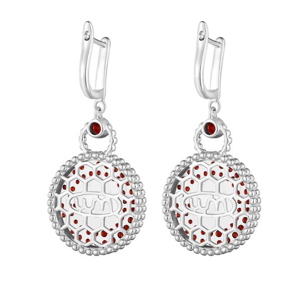 Garnet silver earring - 428 #4