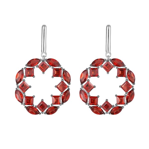 Šperky s granáty stříbro náušnice - 382 #2