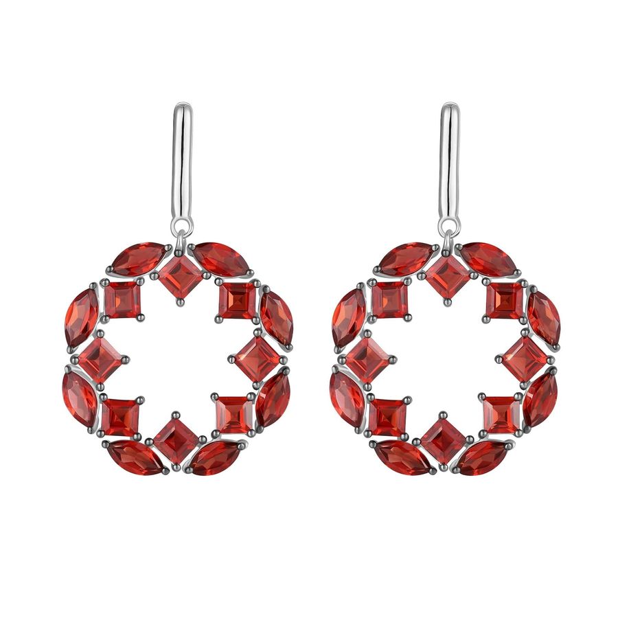 Šperky s granáty stříbro náušnice - 382