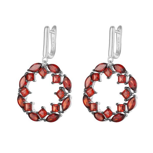 Šperky s granáty stříbro náušnice - 382 #3