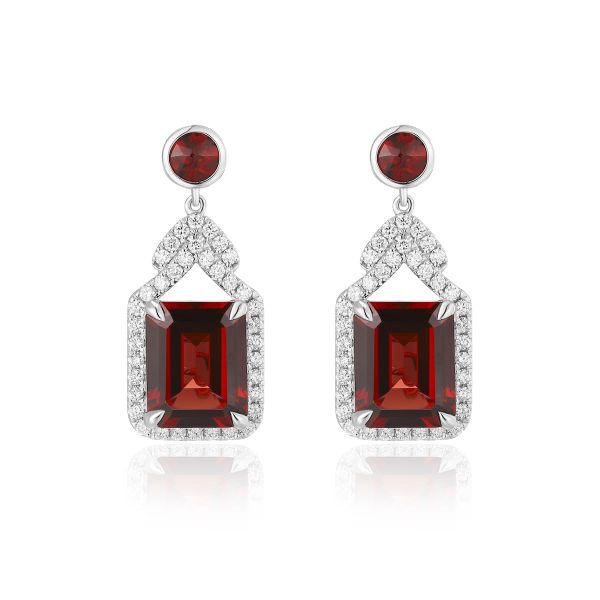 Garnet diamond earring - 547 #2