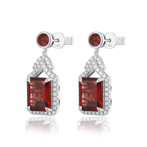 Garnet diamond earring - 547 #3