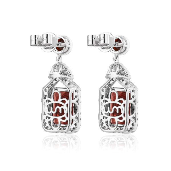 Garnet diamond earring - 547 #4