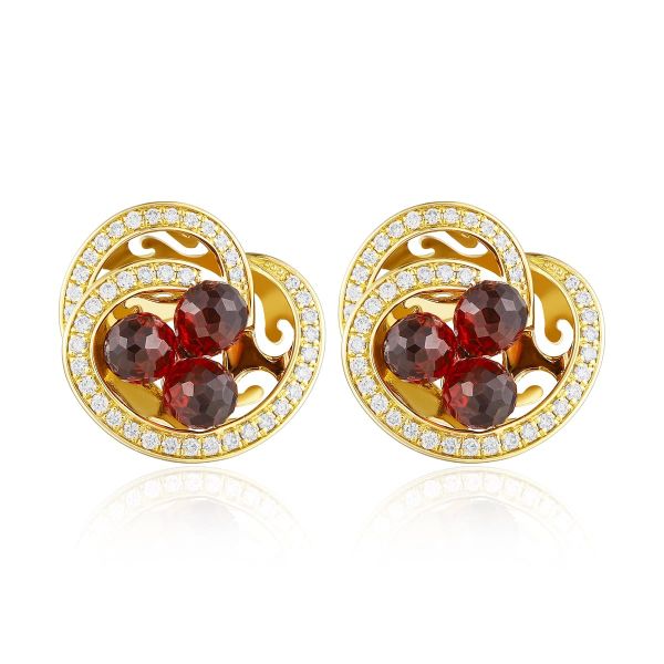Garnet diamond earring - 971 #2